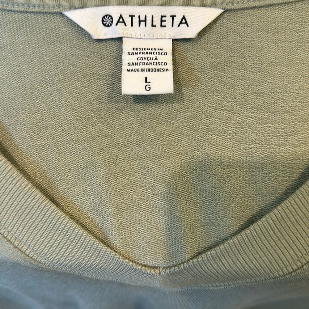 Athleta size LG v neck short sleeve top. Quality throughout. Worn only once.